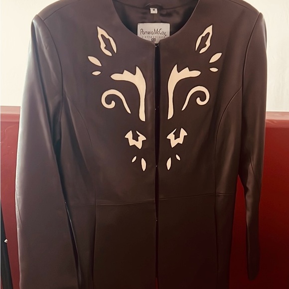 Brown Leather jacket by Pamela McCoy Collections. Women’s sz M. - Picture 3 of 16